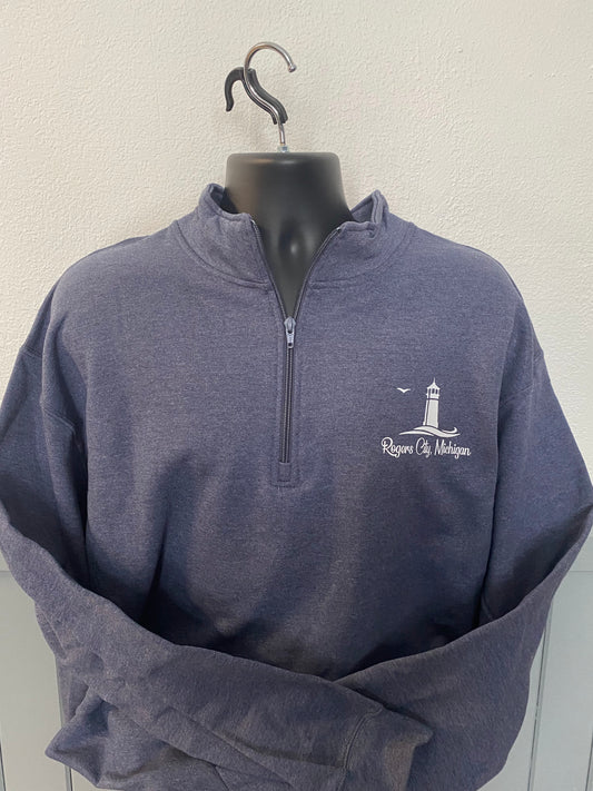 Rogers City MI Lighthouse 1/4 Zip Fleece Shirt