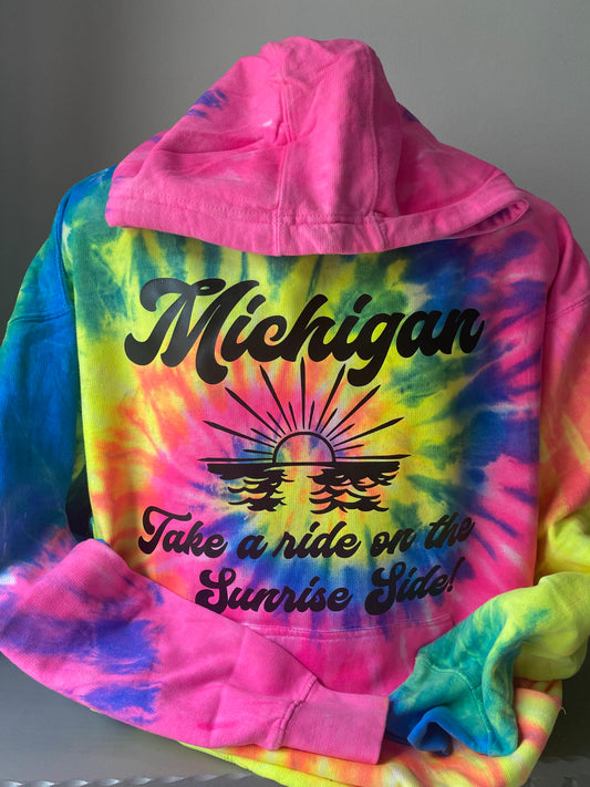 Michigan Sunrise Side Tie Dye Hoodie