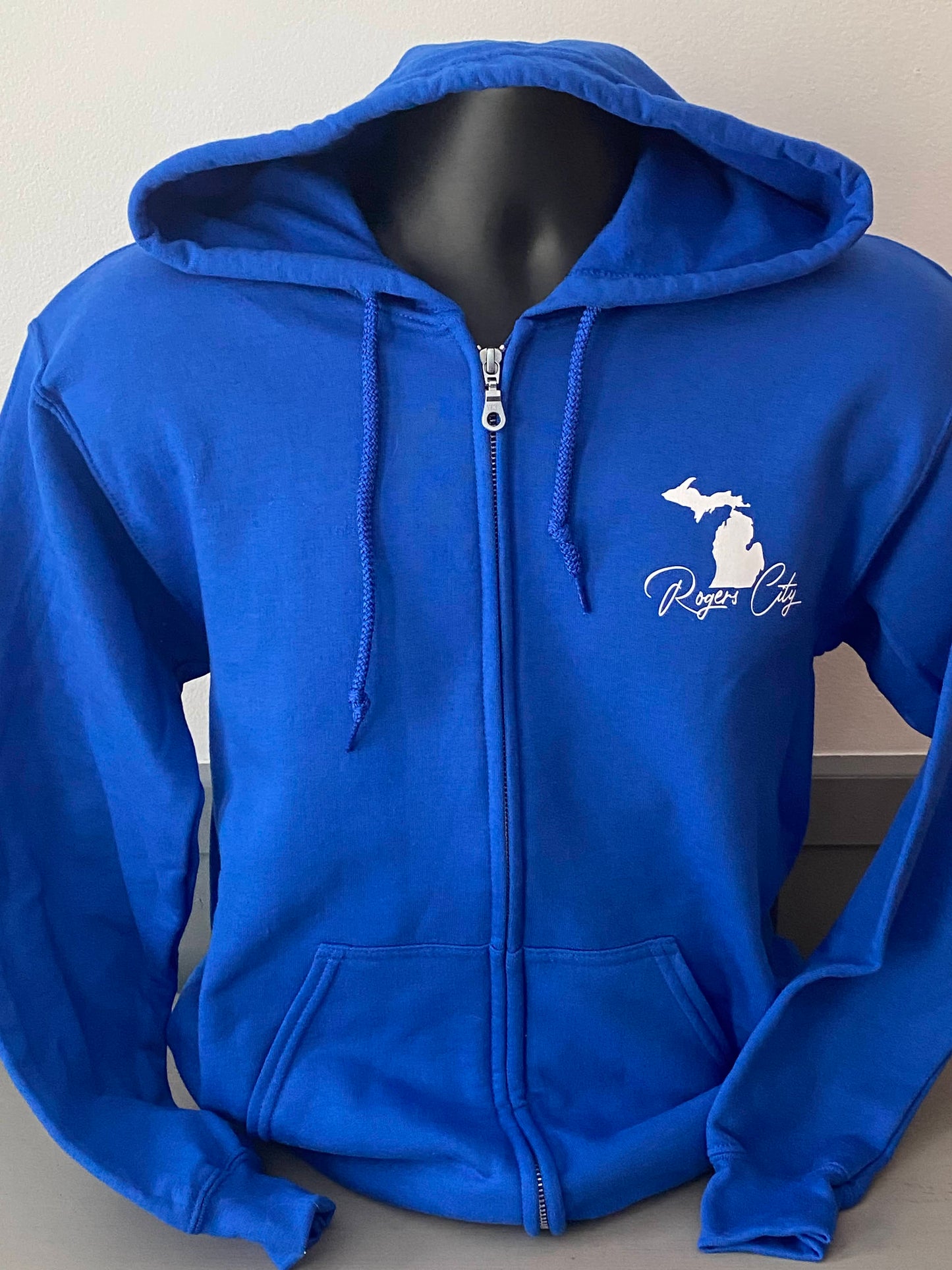 Rogers City Michigan Silhouette Zip Hoodie