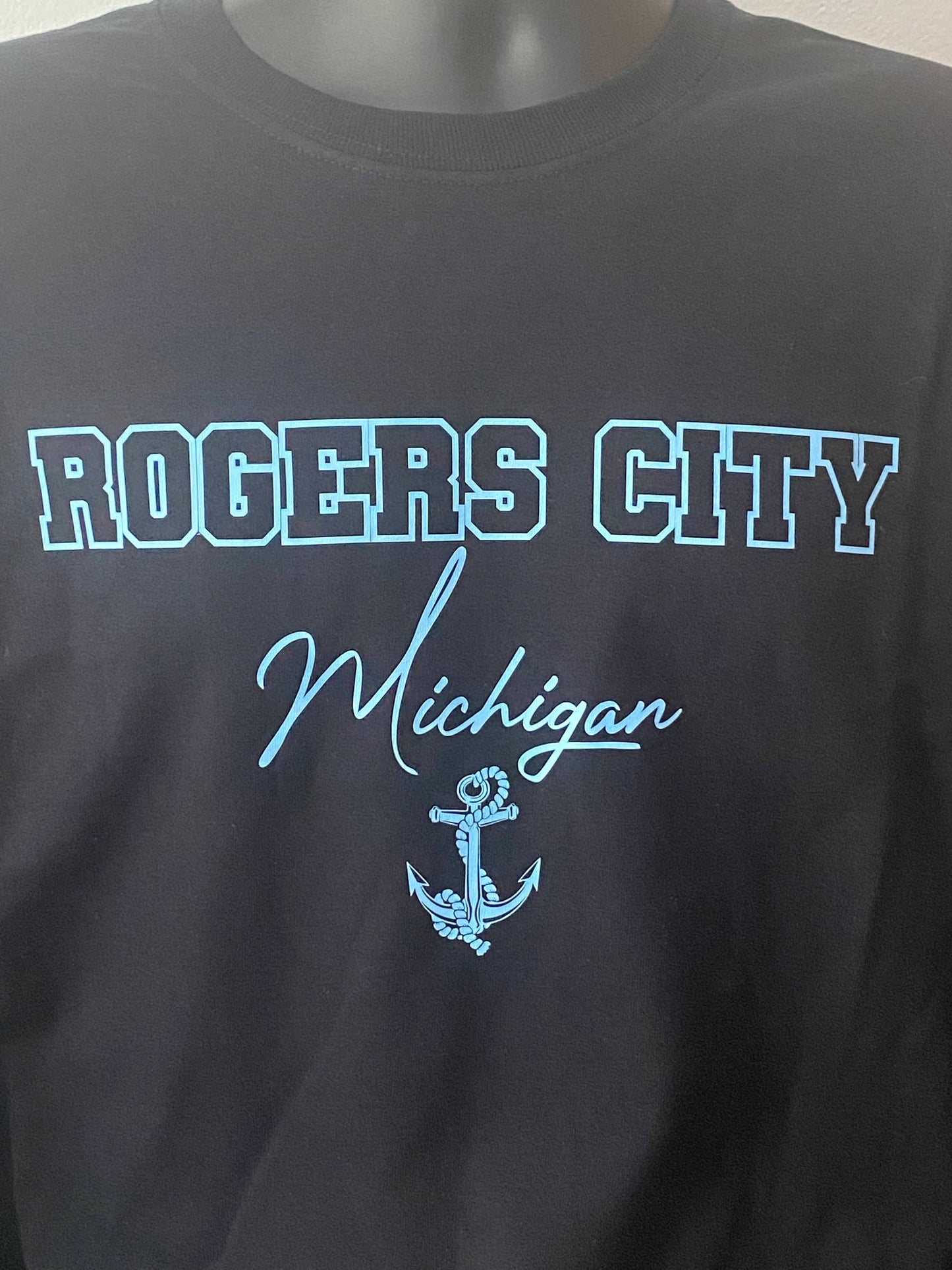 Rogers City Michigan Anchor Long Sleeve T-shirt