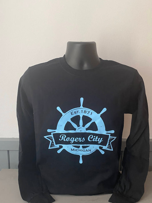 Rogers City Ships Wheel Long Sleeve T-shirt