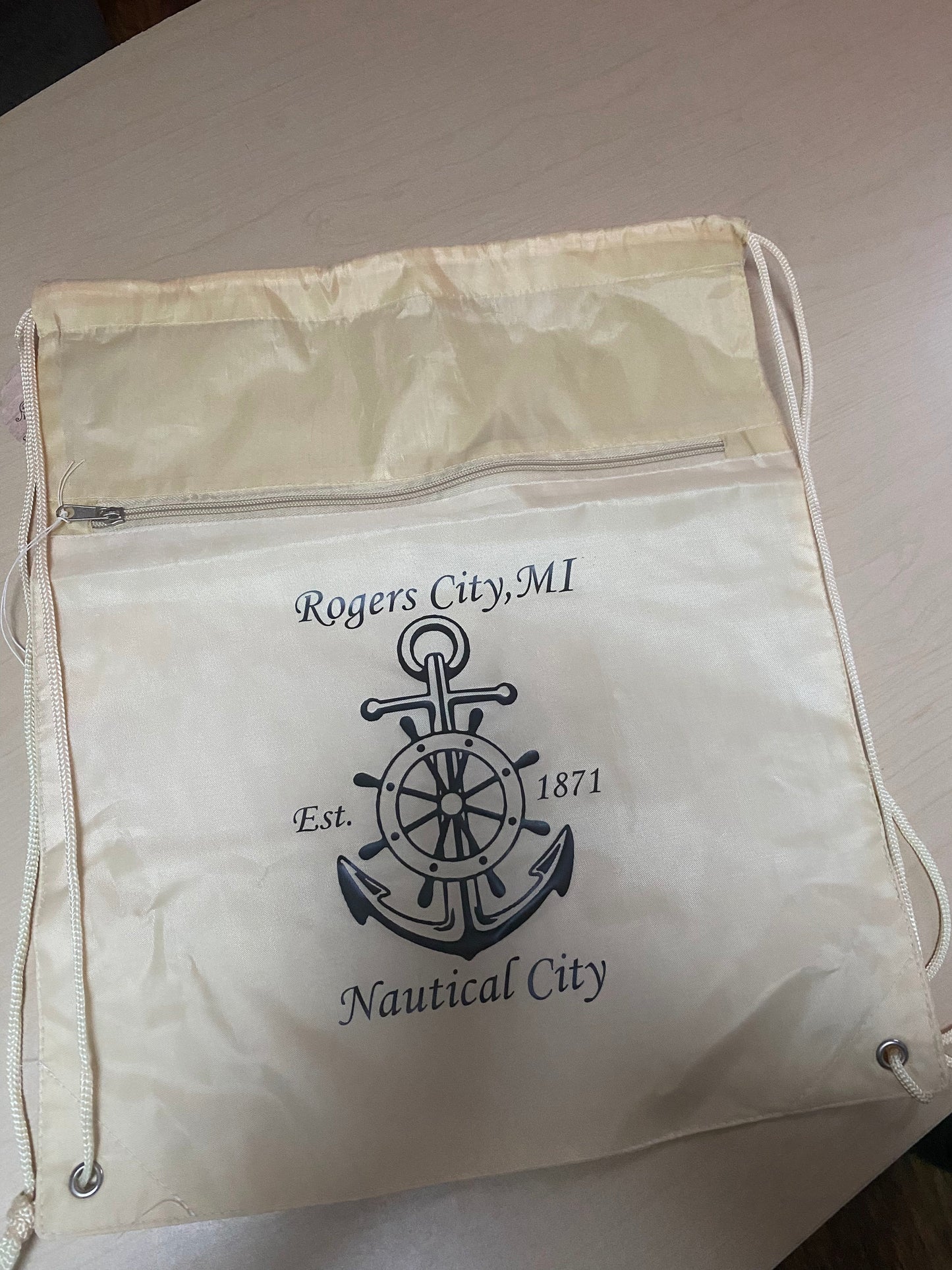 Rogers City Anchor Drawstring Bag