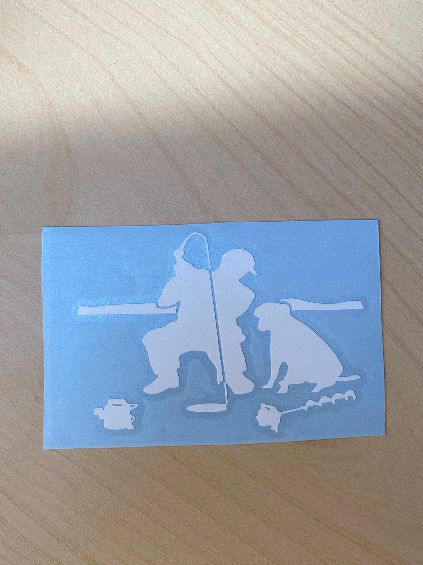 Ice Fisherman W/ Dog Decal